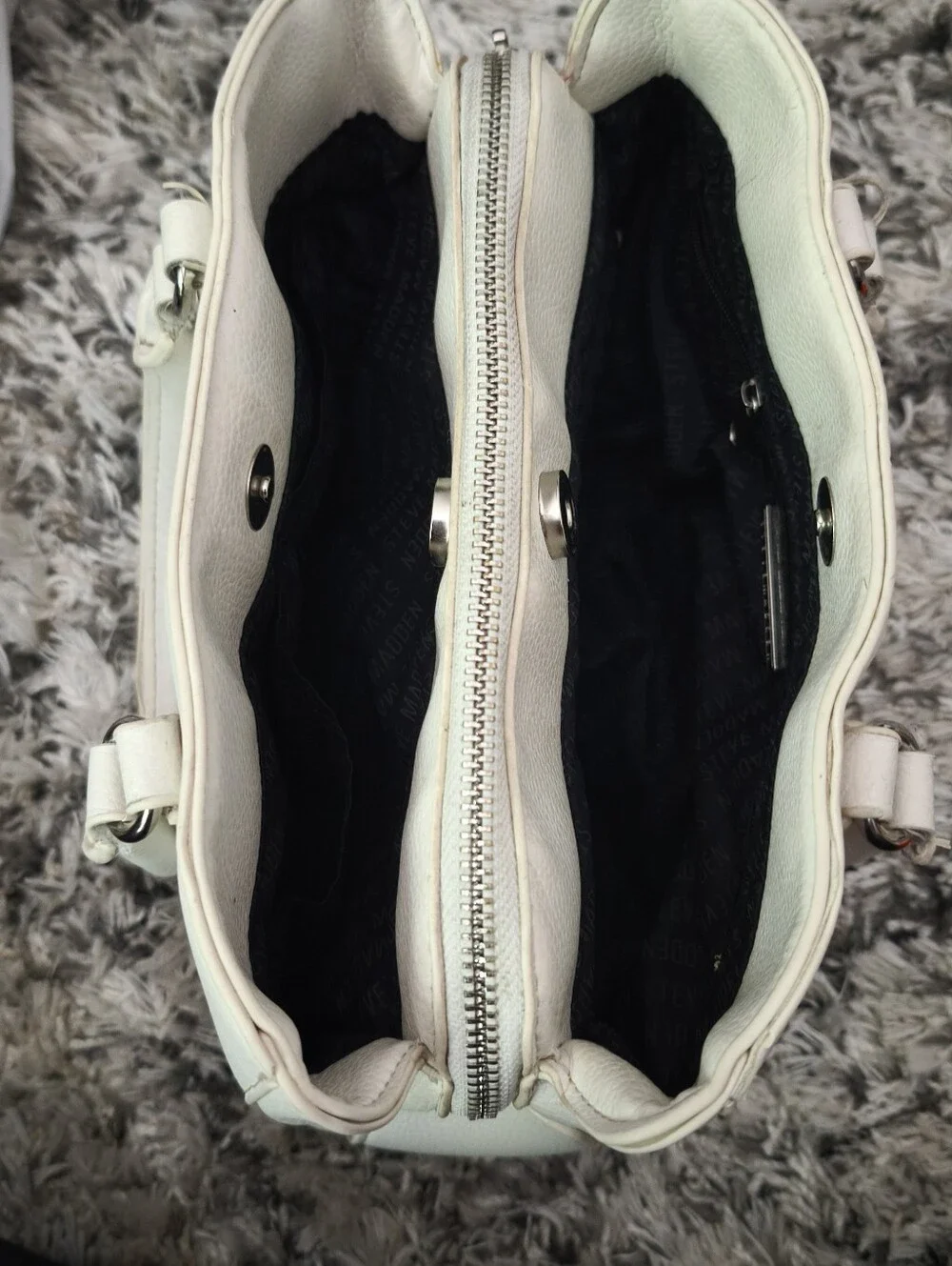 Steve Madden White Pebbled Leather Satchel